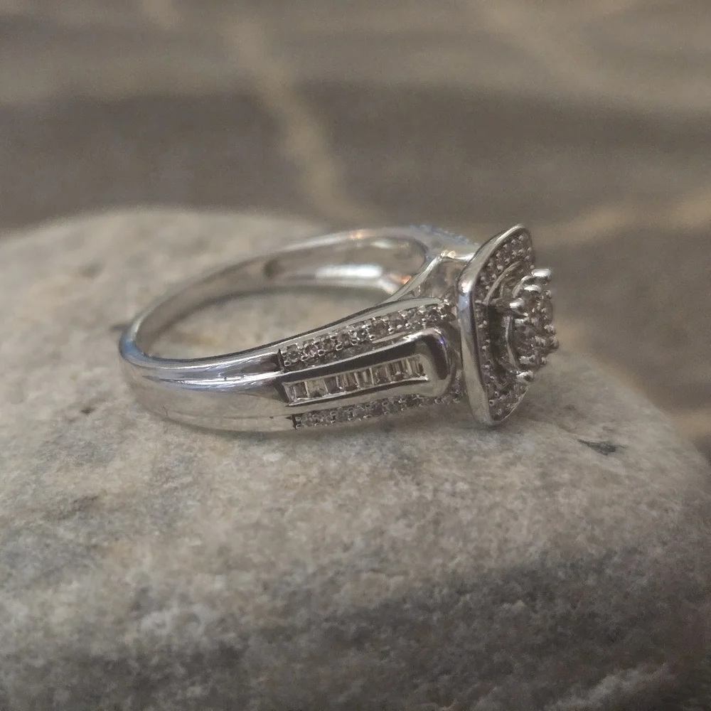 Diamond Wedding Ring Set | Size 7, 6.75 | 925 Sterling Silver | 0.51 ctw - Picture 7 of 16
